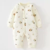 Bộ áo liền quần 40g Cotton ấm áp Thu Đông cho bé sơ sinh - Vải mỏng mềm mại 8