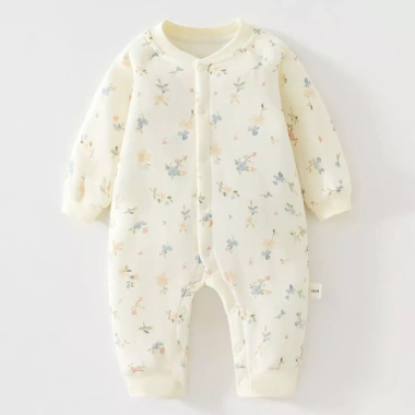 Bộ áo liền quần 40g Cotton ấm áp Thu Đông cho bé sơ sinh - Vải mỏng mềm mại 9