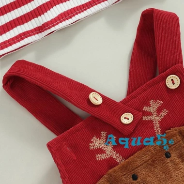 Bộ áo liền quần chui tay dài kẻ sọc, quần co giãn in hình nai cho bé gái, giá 203.364₫ 7