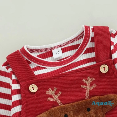 Bộ áo liền quần chui tay dài kẻ sọc, quần co giãn in hình nai cho bé gái, giá 203.364₫ 8