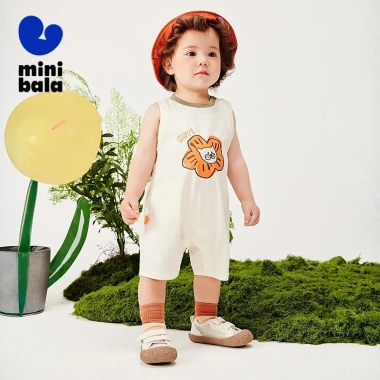 Bộ áo liền quần không tay Minibala bé trai bé gái, bé bò ngoài trời - 440.640đ