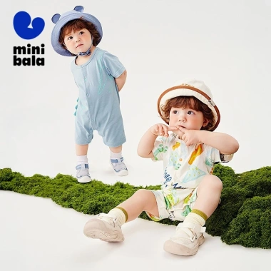 Bộ áo liền quần khủng long Minibala bé mùa hè, một mảnh thoáng mát, thích hợp bò ngoài trời - 567.000đ
