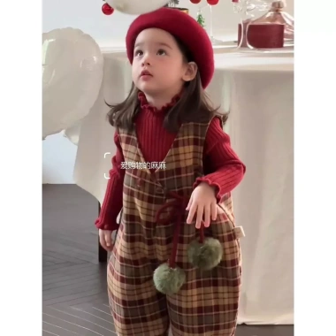 Bộ áo liền quần len kẻ sọc Giáng sinh bé gái Hàn Quốc 2 mảnh dệt kim giảm giá 4 Bộ áo liền quần len kẻ sọc Giáng sinh bé gái Hàn Quốc 2 mảnh dệt kim giảm giá 4