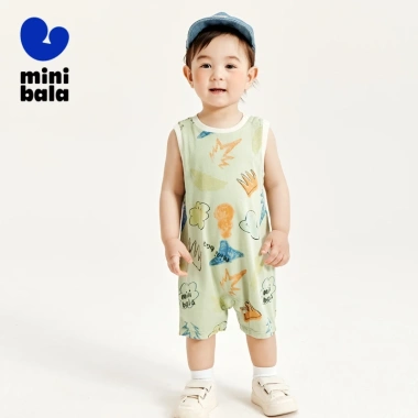Bộ áo liền quần Minibala thoáng khí, mát mẻ cho bé sơ sinh mùa hè - 336.960 VND