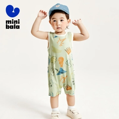 Bộ áo liền quần Minibala thoáng khí, mát mẻ cho bé sơ sinh mùa hè - 336.960 VND
