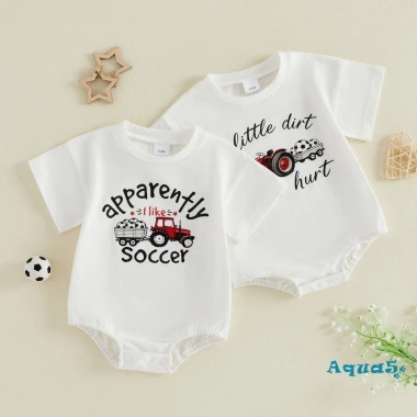 Bộ áo liền quần mùa hè Aqua-Baby Boys máy kéo, ngắn tay in bóng đá - Giá chỉ 194.037đ