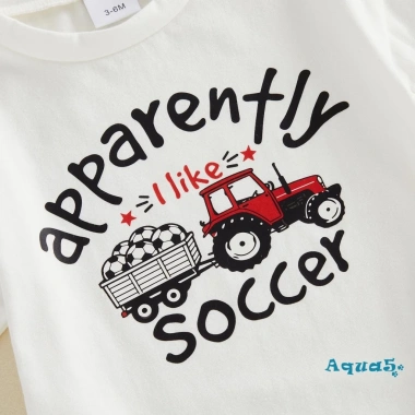 Bộ áo liền quần mùa hè Aqua-Baby Boys máy kéo, ngắn tay in bóng đá - Giá chỉ 194.037đ
