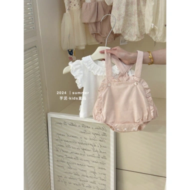 Bộ áo liền quần mùa hè công chúa mỏng Onesie bé gái tay ngắn size 7.7 thời trang 7
