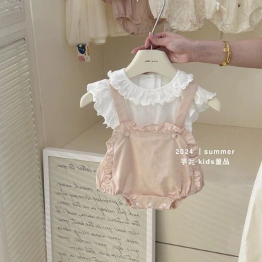 Bộ áo liền quần mùa hè công chúa mỏng Onesie bé gái tay ngắn size 7.7 thời trang 9