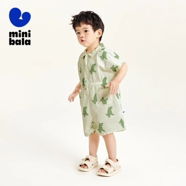 Bộ áo liền quần ngắn tay Minibala rộng khủng long cho bé sơ sinh - 409.320 VND 5
