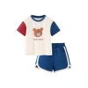 Bộ áo ngắn tay cotton minibala Unisex cho bé Quần short hai mảnh dễ thương mùa hè 8