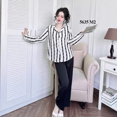Bộ áo quần ngủ tay dài sang trọng size 50-100kg vải lụa măng gồ tiểu thư nữ, giảm 20% chỉ 189.000₫