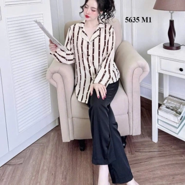 Bộ áo quần ngủ tay dài sang trọng size 50-100kg vải lụa măng gồ tiểu thư nữ, giảm 20% chỉ 189.000₫
