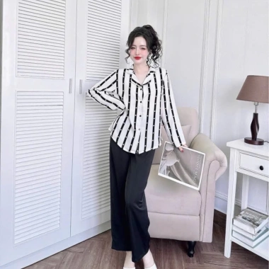 Bộ áo quần ngủ tay dài sang trọng size 50-100kg vải lụa măng gồ tiểu thư nữ, giảm 20% chỉ 189.000₫