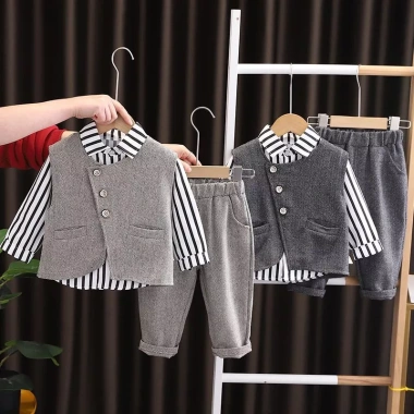 Bộ Áo Sơ Mi Bé Trai Hàn Quốc Cotton Thoáng Khí, Dễ Thương, Mềm Mại, Đa Năng Mùa Thu - Giá Ưu Đãi 393k 2