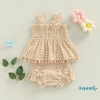 Bộ Áo Tank Top + Quần Sooc Màu Trơn Co Giãn Thời Trang Mùa Hè Bé Gái Giá Ưu Đãi