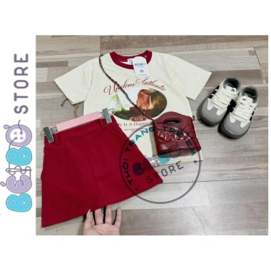 Bộ áo thun cotton bé gái Uncle M Authentic và chân váy chữ A siêu đáng yêu, giá ưu đãi 149k