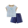 Bộ áo thun minibala ngắn tay bé mùa hè sọc Unisex, Quần short mới, mát mẻ, giá 474k 5