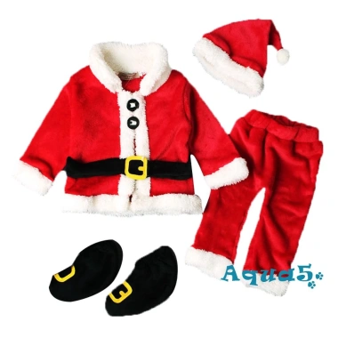 Bộ áo thun tay dài cổ tròn, quần dài, mũ, giày ông già Noel cho bé - Đáng yêu