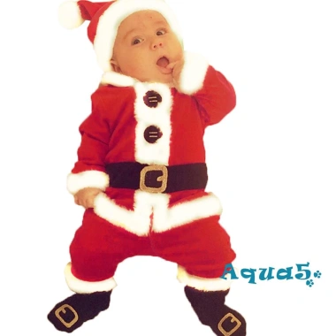 Bộ áo thun tay dài cổ tròn, quần dài, mũ, giày ông già Noel cho bé - Đáng yêu