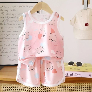 Bộ áo vest trẻ em không tay Cami bé gái và quần short lưới mỏng bé trai hoạt hình homewear giảm giá 20%