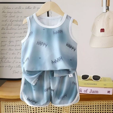 Bộ áo vest trẻ em không tay Cami bé gái và quần short lưới mỏng bé trai hoạt hình homewear giảm giá 20%