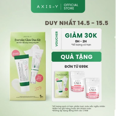 Bộ AXIS-Y Everyday Glow Duo Kit - Serum 20ml & Kem Chống Nắng 10ml, Mờ Thâm Bật Sáng, Giá Ưu Đãi 352.000