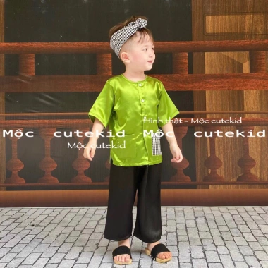 Bộ bà ba truyền thống 7-42KG bé - Khăn mua riêng, 99k, thích hợp Lễ Tết, Trung Thu 6