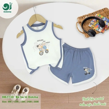 Bộ ba lỗ sát nách Dokma bé trai, bé gái 8-13kg 9-36M - Thời trang DMB506 DB2.731 Giá ưu đãi 119k