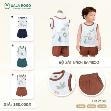 Bộ Ba Lỗ Sát Nách Uala Thoáng Mát cho Bé Trai 8,5-19kg 9-48M - Giá giảm 140.000 3