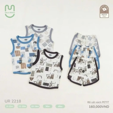 Bộ Ba Lỗ Sát Nách Uala Thoáng Mát cho Bé Trai 8,5-19kg 9-48M - Giá giảm 140.000 9