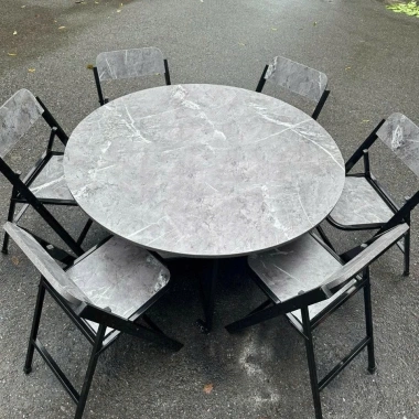 Bộ bàn ăn gấp gọn thông minh khung thép hộp sơn tĩnh điện 1,2mm, mặt gỗ giả đá 17mm - Đầy đủ lắp đặt, chỉ 2,75 triệu 8