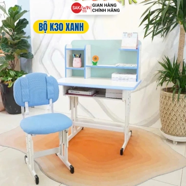 Bộ bàn ghế học sinh Sakawin A16 – Bàn học chống gù, nâng tay quay, bé 3‑15 tuổi, 1.45 triệu