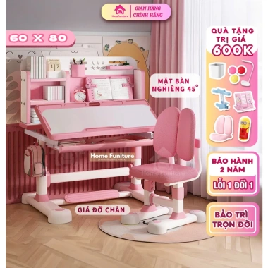Bộ Bàn Học Chống Gù C12 Home Furniture 60x80 - Nghiêng 0‑45°, Điều Chỉnh Chiều Cao, Giá 1,490,000₫