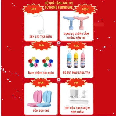 Bộ Bàn Học Chống Gù C12 Home Furniture 60x80 - Nghiêng 0‑45°, Điều Chỉnh Chiều Cao, Giá 1,490,000₫
