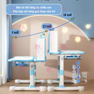 Bộ Bàn Học Chống Gù C12 Home Furniture 60x80 - Nghiêng 0‑45°, Điều Chỉnh Chiều Cao, Giá 1,490,000₫