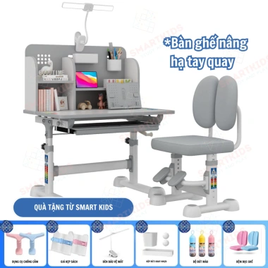 Bộ bàn học Smart Kids F01 PLUS 80cm - Nâng hạ tay quay, chống gù, chống cận, 1,150,000₫