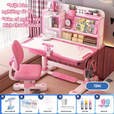 Bộ Bàn học thông minh E09 ghế xoay 360 độ mặt bàn nghiêng 60 độ kèm quà 1.490.000đ 10