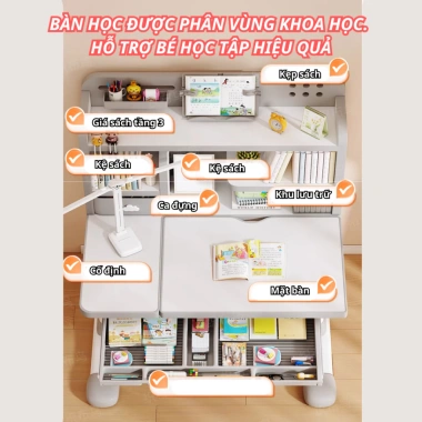 Bộ Bàn Học Thông Minh H75 PLUS - Nâng Hạ Tay Quay, Ghế Xoay 360°, Mặt Bàn Nghiêng 60°, Size 80cm + Quà tặng 1,450,000₫ 5