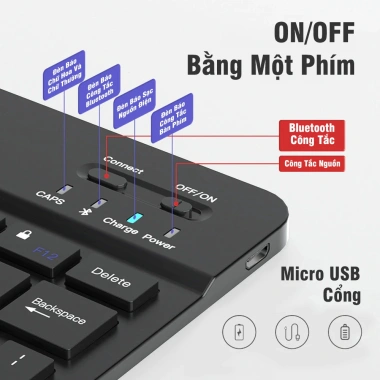 Bộ bàn phím + chuột không dây Bluetooth Android iOS, laptop, tablet, TV 10 inch - 75.000₫ 6