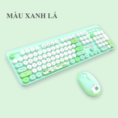 Bộ bàn phím + chuột không dây MF HELLO BEAR USB 2.4G họa tiết gấu - Giá 506.000₫