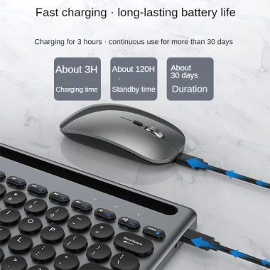Bộ Bàn Phím Chuột Không Dây W609 Pin Sạc Type-C Bluetooth 5.0/3.0 USB 2.4G Khe Đỡ Điện Thoại Tablet Giá 420.000₫ 5