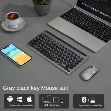 Bộ Bàn Phím Chuột Không Dây W609 Pin Sạc Type-C Bluetooth 5.0/3.0 USB 2.4G Khe Đỡ Điện Thoại Tablet Giá 420.000₫ 10