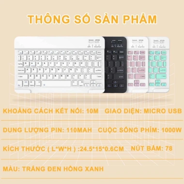 Bộ bàn phím và chuột Bluetooth 10 inch gọn nhẹ, tương thích tablet, giá 55.000₫ 9