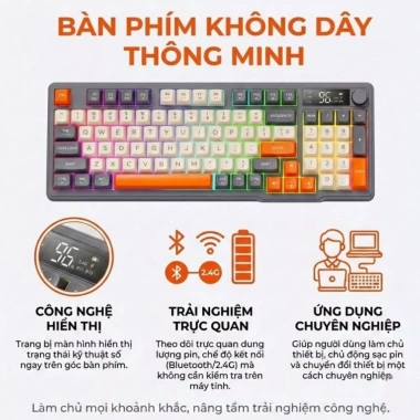 Bộ Bàn Phím và Chuột Bluetooth Không Dây Core X M96 Gaming LED Màn Hình Núm Xoay Kết Nối Đa Năng Giảm Giá 549k 4