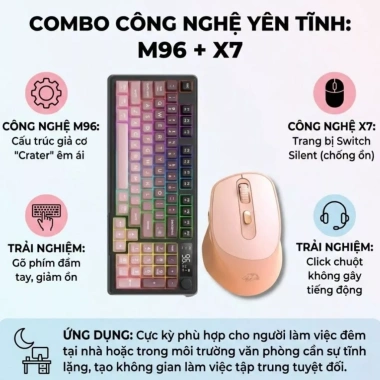 Bộ Bàn Phím và Chuột Bluetooth Không Dây Core X M96 Gaming LED Màn Hình Núm Xoay Kết Nối Đa Năng Giảm Giá 549k 5