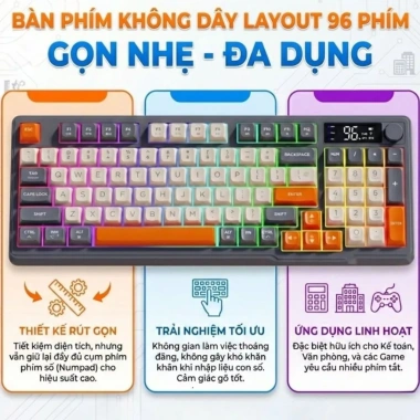 Bộ Bàn Phím và Chuột Bluetooth Không Dây Core X M96 Gaming LED Màn Hình Núm Xoay Kết Nối Đa Năng Giảm Giá 549k 6