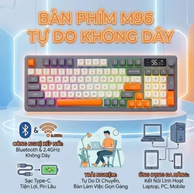 Bộ Bàn Phím và Chuột Bluetooth Không Dây Core X M96 Gaming LED Màn Hình Núm Xoay Kết Nối Đa Năng Giảm Giá 549k 9