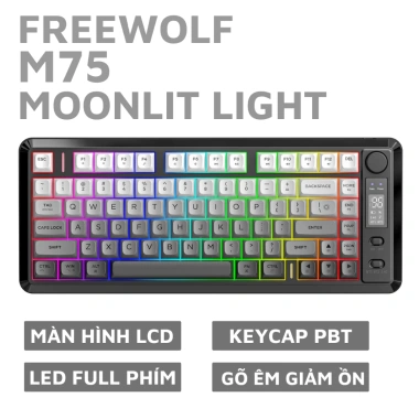 Bộ Bàn Phím và Chuột Không Dây Bluetooth M75 LED, Màn Hình, Pin Sạc, Keycap PBT cho PC, Laptop, ĐT - 469k 10