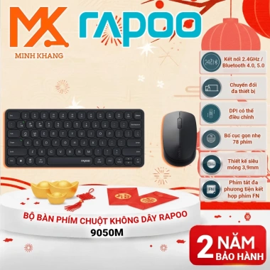 Bộ Bàn Phím và Chuột Không Dây Rapoo 8.000GT/9.010M - Kết Nối 2.4GHz Bluetooth, Gõ Êm, Giá 429.000đ 9